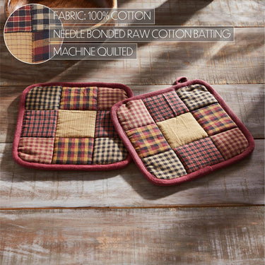 Heritage Farms Primitive Check Pot Holder Set of 2 8x8 - The Fox Decor